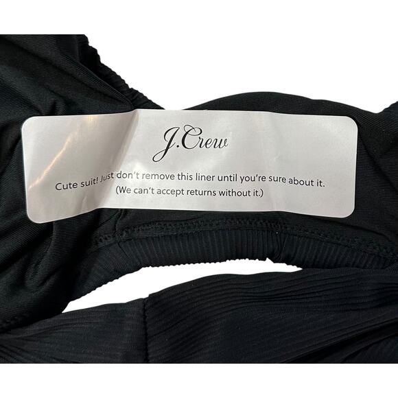 2/$15 NWT J. Crew Ribbed High-Rise Cheeky Bikini Bottom Black High-Cut Size 2X - Picture 7 of 11